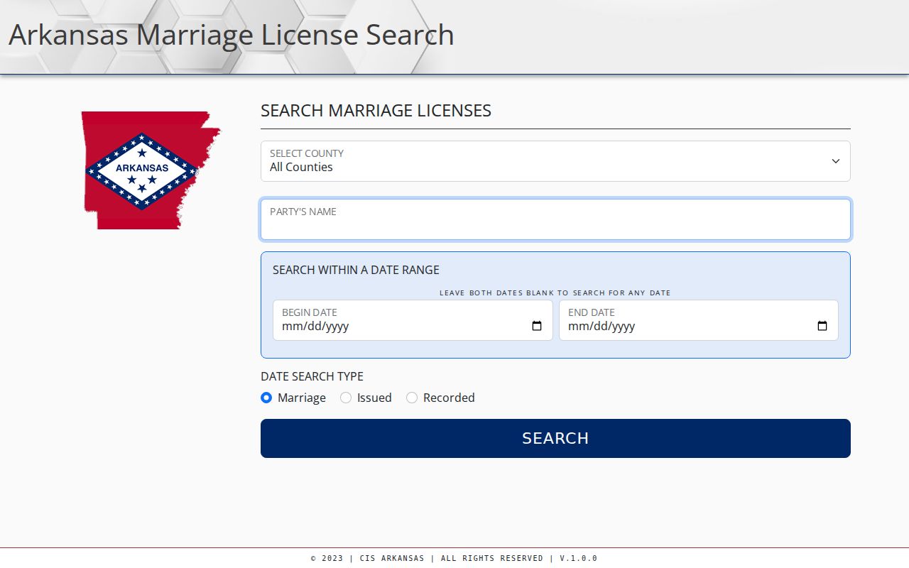 Pine Bluff people search CIS Arkansas marriage license search