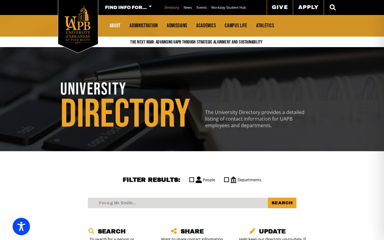 Pine Bluff people directories UAPB directory people and departments search