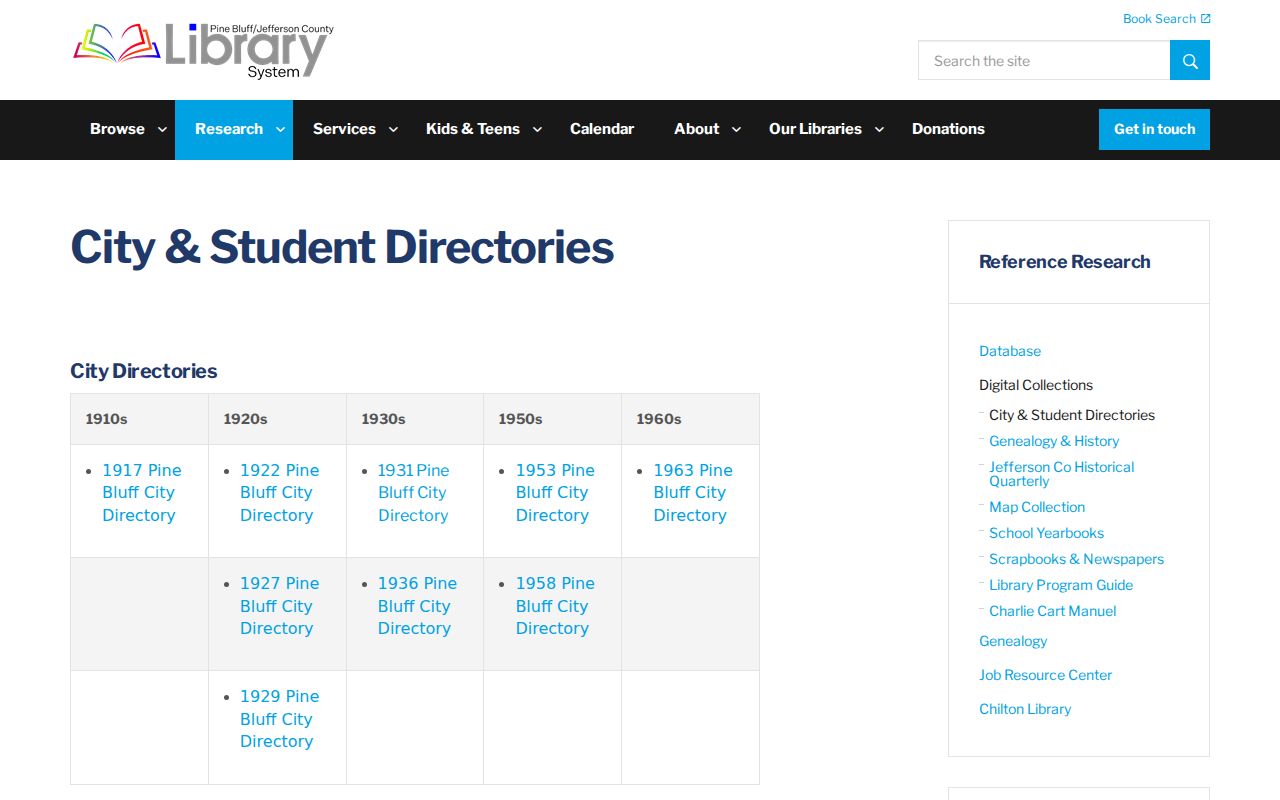 Pine Bluff people directories library city and student directory years