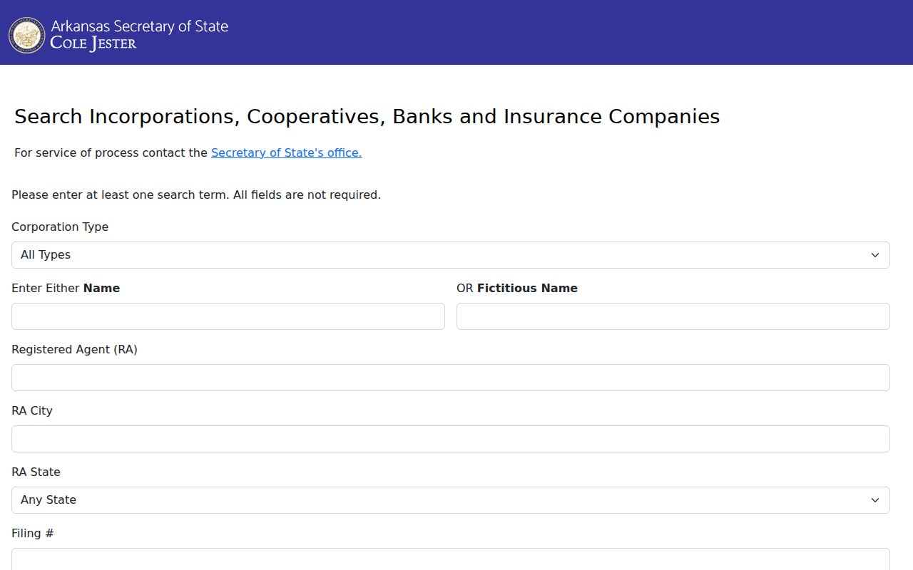 Pine Bluff public records Arkansas Secretary of State corporation search
